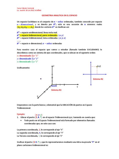 Geometria Analitica En El Espacio Pdf Vector Euclidiano Espacio Vectorial