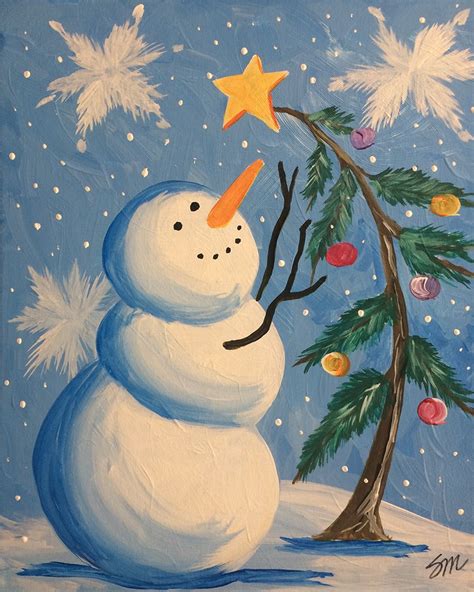 How To Paint A Snowman Starry Night Step By Step Painting Artofit