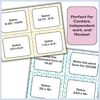 End Of Year Th Grade Math Review Task Cards Test Prep Task Cards