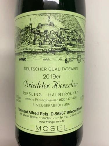 Alfred Reis Briedeler Herzchen Riesling Vivino United States