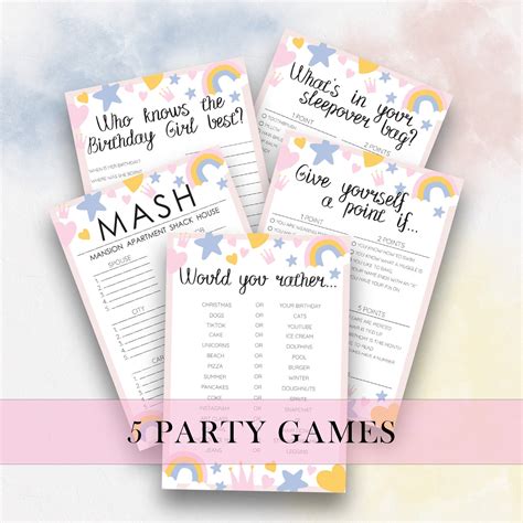 Slumber Party Games Bundle Girls Birthday Party Games Etsy Australia