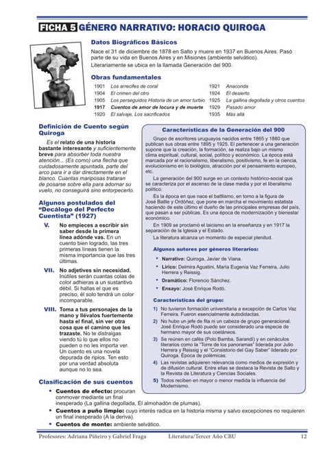 Pdf Ficha G Nero Narrativo Horacio Quiroga Pdf Fileinesperado