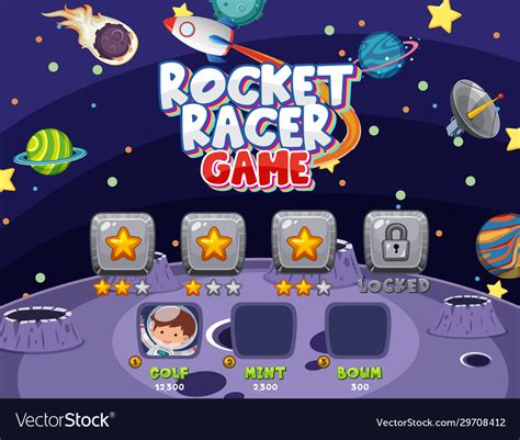 Computer Game Template With Astronaut And Many Vector Image