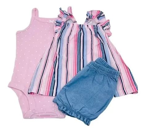 Conjunto Roupa De Bebê Bata Body E Short Carter s Menina Frete grátis