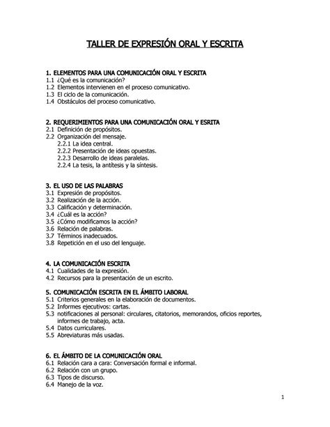 Apuntes Taller De ExpresiÓn Oral Y Escrita Parcial Taller De