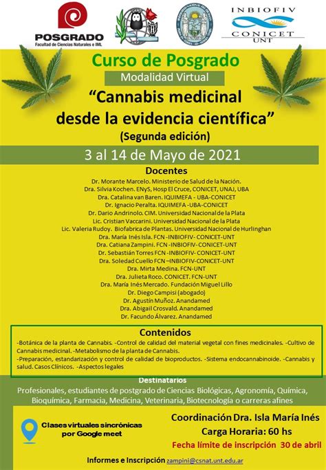 Segunda Edici N Del Curso De Postgrado Cannabis Medicinal Desde