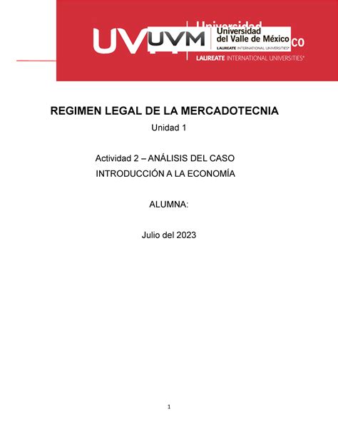 A2 Regimen Legal REGIMEN LEGAL DE LA MERCADOTECNIA Unidad 1 Actividad