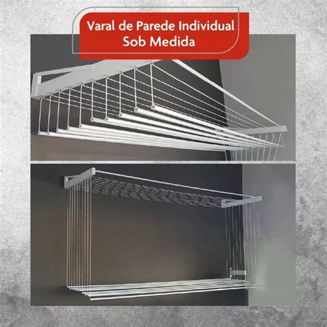 Varal De Parede Individual 10 Varetas Alumínio 50 Cm Forte MercadoLivre