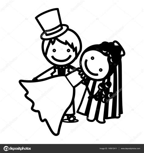 Icono Pareja Boda Dibujo Silueta Pareja Boda Icono Vector De Stock