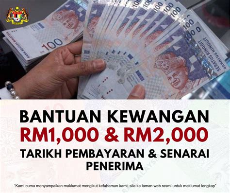 Bantuan Kewangan RM1 000 RM2 000 Bakal Dikreditkan Tarikh Pembayaran