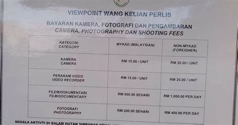 Photography Filming Fees For Wang Kelian View Point Only For