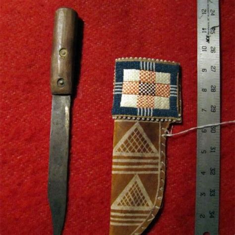 Etched Rawhide Quilled Knife Sheath Frontier Plunder Native