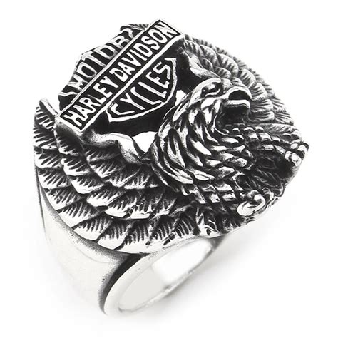 925 Sterling Silver Oxidized Harley Davidson Men Ring