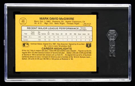 Mark Mcgwire Donruss Sgc Pristine Auction