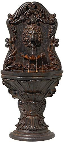 Imperial Lion Acanthus Rustic Outdoor Wall Water Fountain High With