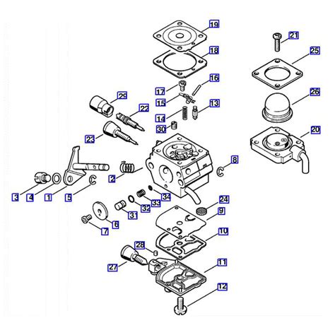 Illustrated Diagram Of Stihl FS 45 Trimmer Parts