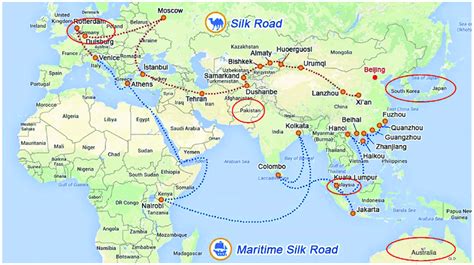 Road map for the "One Belt One Road" and location of interested regions ...