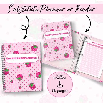 Substitute Planner Printable Substitute Teacher Binder Teacher