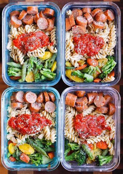 Minute Chicken Sausage Pasta Meal Prep Bowls Are A Super Quick And