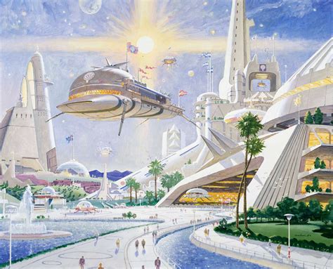 City Of The Future Retro Futurism Futuristic City Sci Fi Illustration