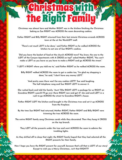 Christmas Left Right Game With Printable Stories Left Right Christmas