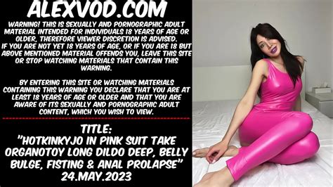 Hotkinkyjo In Pink Suit Take Organotoy Long Dildo Deep Belly Bulge