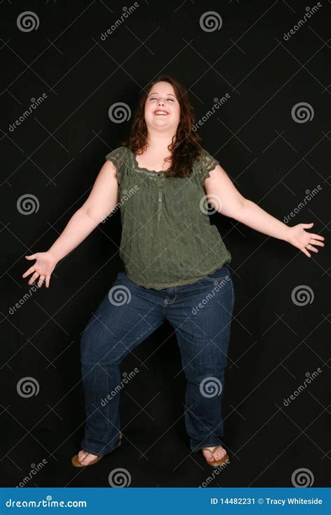 Full Length Of Happy Overweight Woman Stock Image Image Of Figure