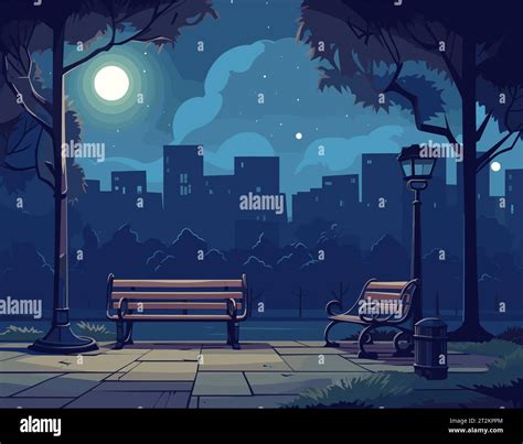 Moonlit Park Serenity Stock Vector Image And Art Alamy