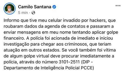 Camilo Santana Tem Celular Invadido Por Hackers E Relata Tentativa De