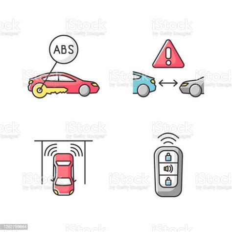 Ilustración De Sistemas De Seguridad De Conducción Inteligentes Iconos