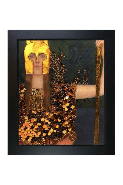 Image Of Pallas Athene Metallic Embellished By Gustav Klimt Framed Hand