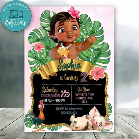 Moana Baby Shower Invitation Atelier Yuwaciaojp