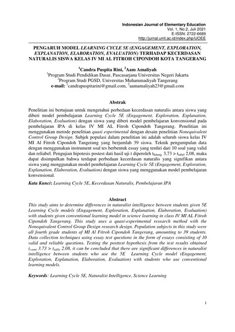 PDF PENGARUH MODEL LEARNING CYCLE 5E ENGAGEMENT EXPLORATION