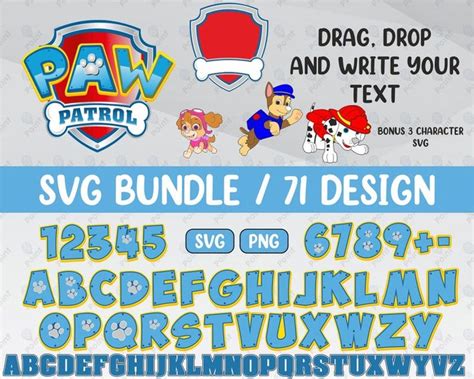 Paw Patrol Font Svg Logo Text Letter Letters Alphabets Png Etsy In 2021 Paw Patrol Birthday