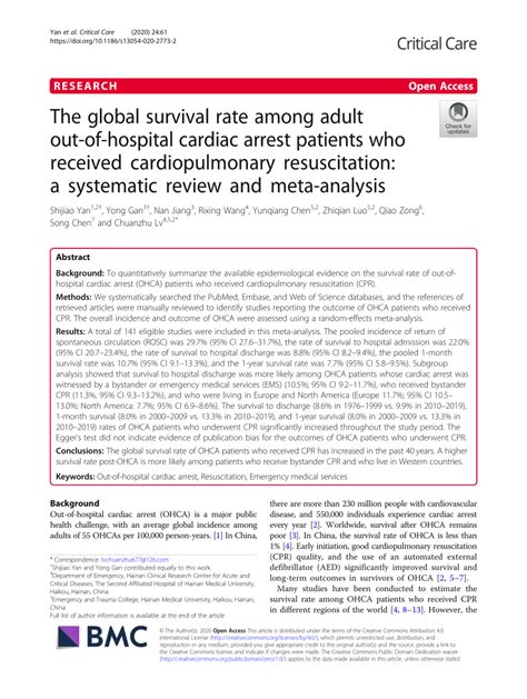 Pdf The Global Survival Rate Among Adult Out Of Hospital Cardiac