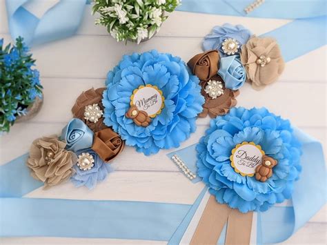 Teddy Bear Maternity Sash Belt Baby Shower Sash Brown Teddy Mom To Be