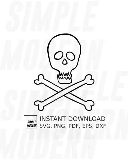 Hand Drawn Skull And Crossbones Simple Modern Svg Skull And