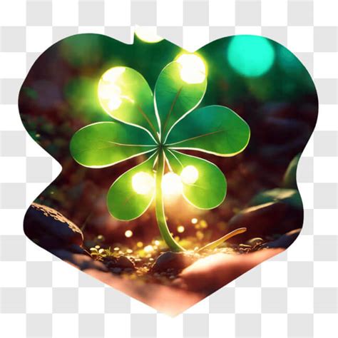 Download Unique Four Leaf Clover Heart Shape Display Png Online