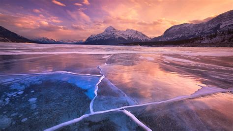 sunset, Ice, Sky, Mountains, Clouds, Lake, Winter, Frozen Wallpapers HD ...