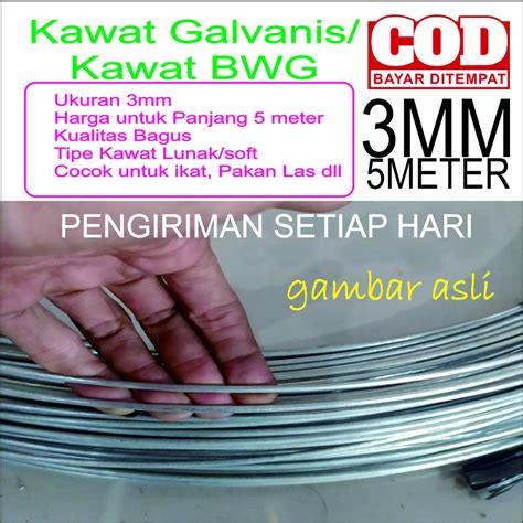 Jual Kawat Galvanis Kawat BWG 3mm Panjang 5 Meter Korea Shopee