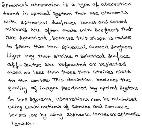 Spherical aberration in a lens