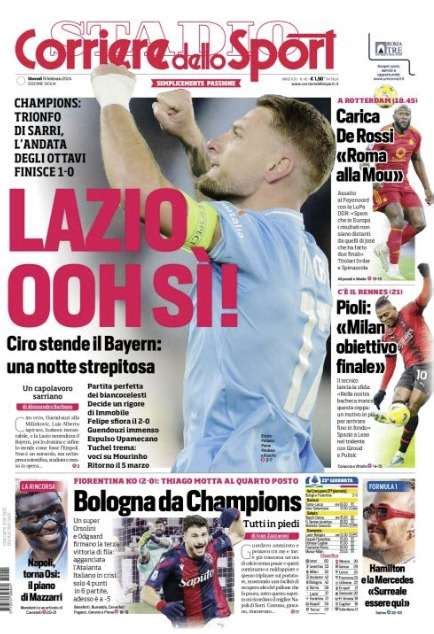 Prima Pagina Corriere Dello Sport Lazio Oh Si Ilovepalermocalcio