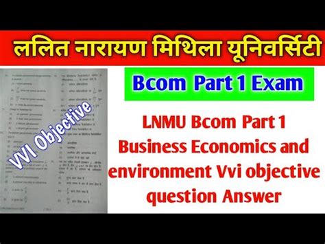 LNMU Part 1 Commerce Subsidiary Business Economics And Environment Vvi