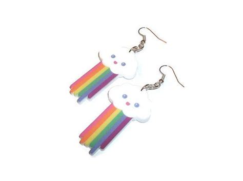 Pooping Rainbow Cloud Earrings Kawaii I Poop Rainbows Funny Etsy