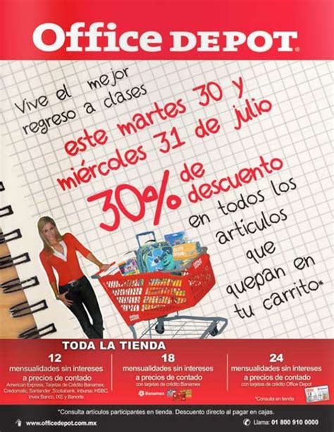 Oferta Office Depot 30 de descuento en todos los útiles escolares que