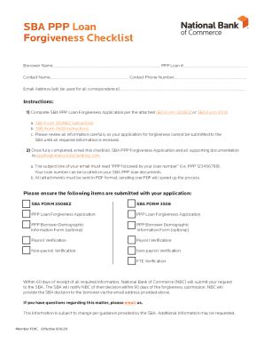 Fillable Online SBA Form 3508 PPP Forgiveness Application Fax