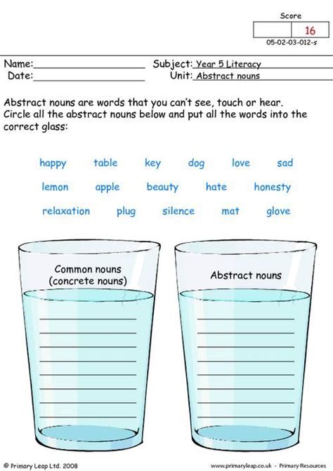 Abstract Noun Worksheet 2nd Grade