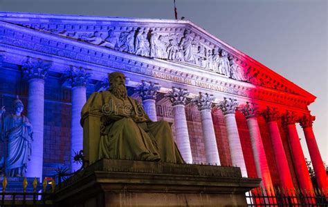 The French National Assembly Lit Up with the Colors of French Na Stock ...