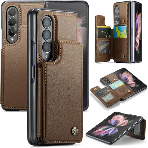 Asuwish Phone Case For Samsung Galaxy Z Fold 3 5g 2021 Wallet Cover With Tempered