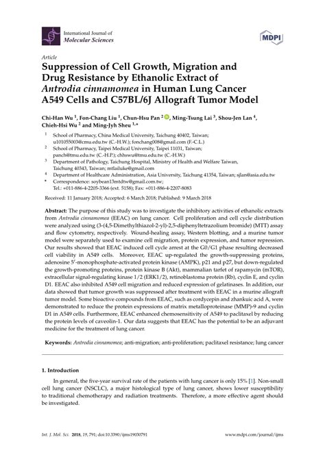 PDF Suppression Of Cell Growth Migration And Drug Resistance By